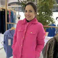 Jaqueta Jeans Forrada Peluciada Rosa - imagem 1