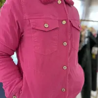 Jaqueta Jeans Forrada Peluciada Rosa - imagem 6