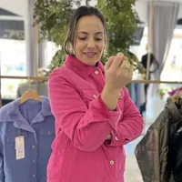 Jaqueta Jeans Forrada Peluciada Rosa - imagem 4
