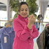 Jaqueta Jeans Forrada Peluciada Rosa - imagem 4