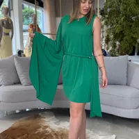 Vestido Manga Unica Com Cinto Verde Lança Perfume Ref 14982 - imagem 2