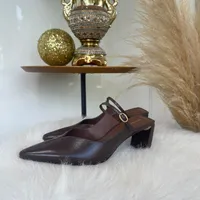 Scarpin Mule Salto Médio Marrom Escuro Lança Perfume Ref 15039 - imagem 2