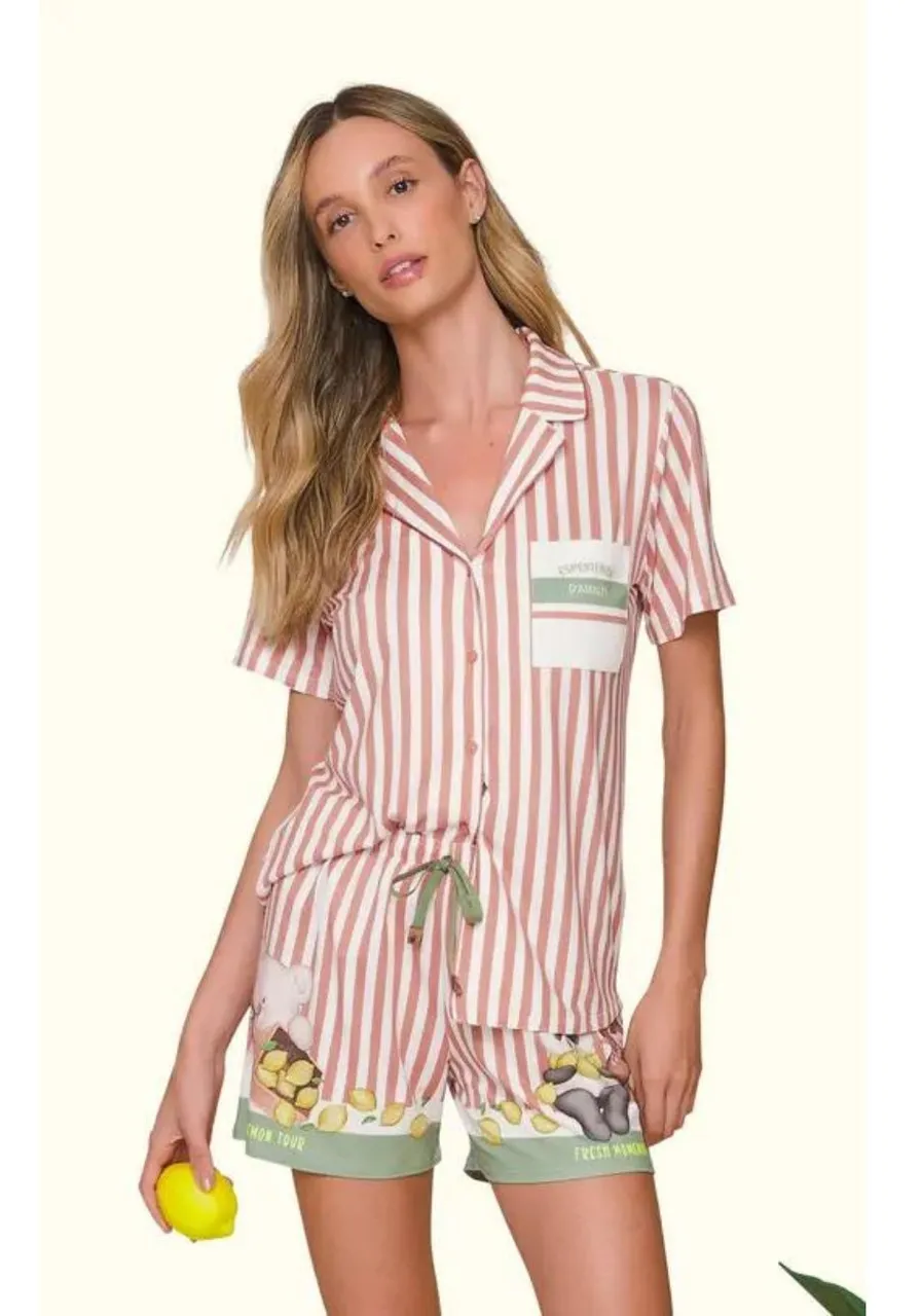 Pijama Aberto Short Lemon Tour Lua Luá