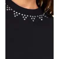 T-shirt Detalhe Aplicações Preto - imagem 1