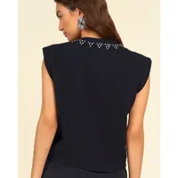 T-shirt Detalhe Aplicações Preto - imagem 3