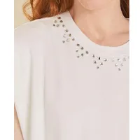 T-shirt Detalhe Aplicações Branco - imagem 1