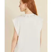 T-shirt Detalhe Aplicações Branco - imagem 2