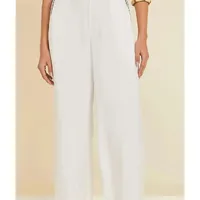 Calça Reta Detalhe Galão Off White - imagem 1