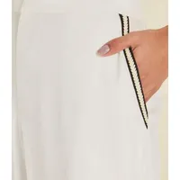 Calça Reta Detalhe Galão Off White - imagem 2