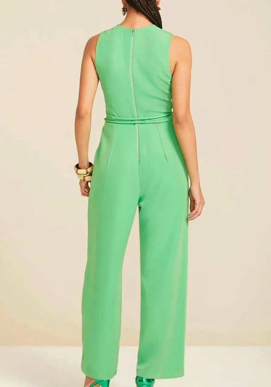 Macacão Reto com Faixa Verde