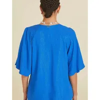 Blusa Ampla Decote V Manga Com Abertura - imagem 2