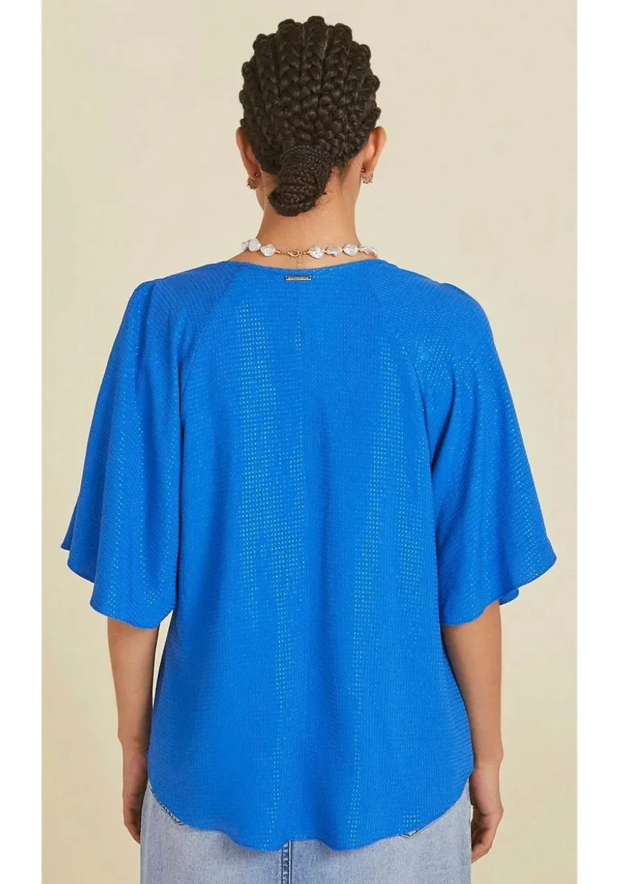 Blusa Ampla Decote V Manga Com Abertura