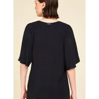 Blusa Ampla Decote V Manga Com Abertura Preto - imagem 1