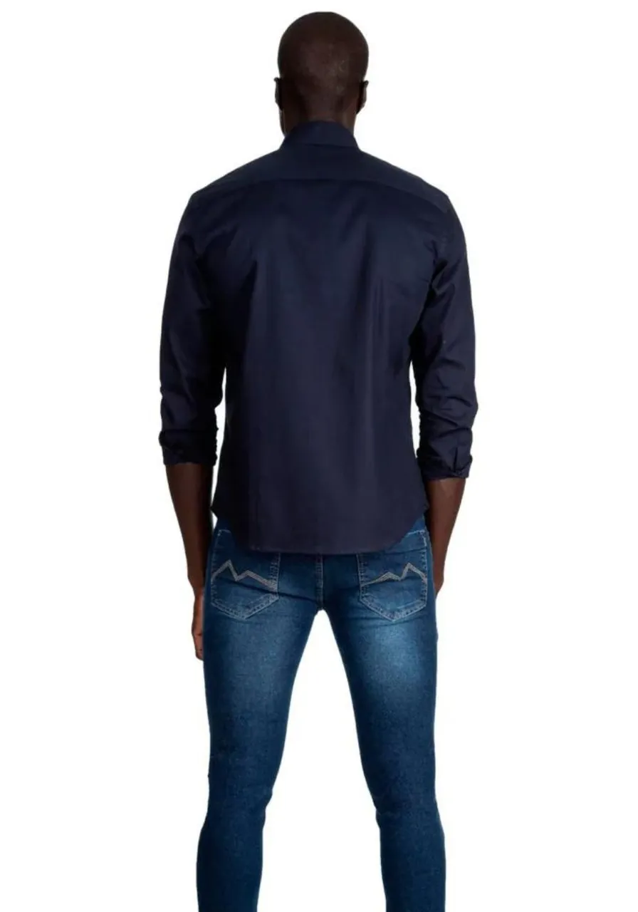 Camisa Social Comfort Marinho M. Officer