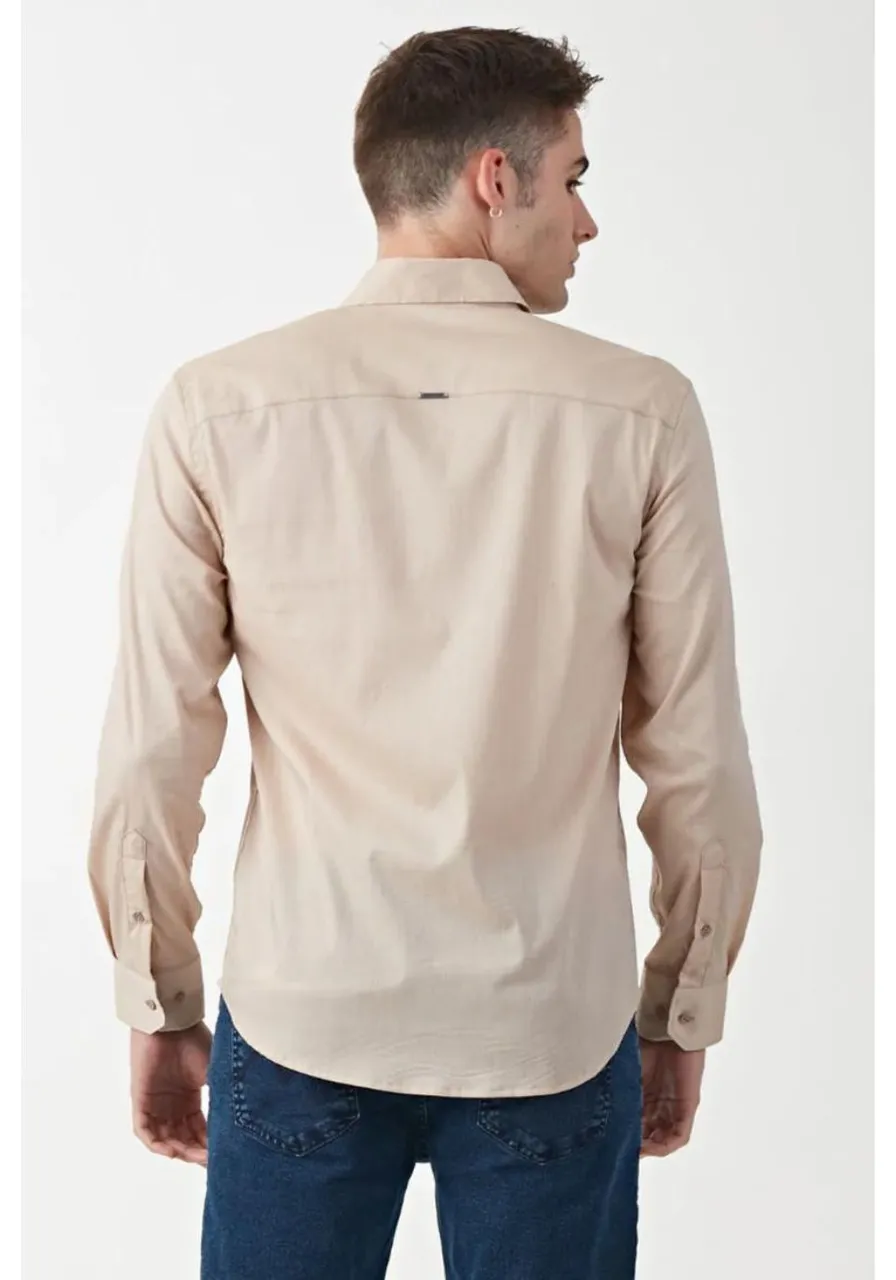 Camisa Social Slim Basic Nude