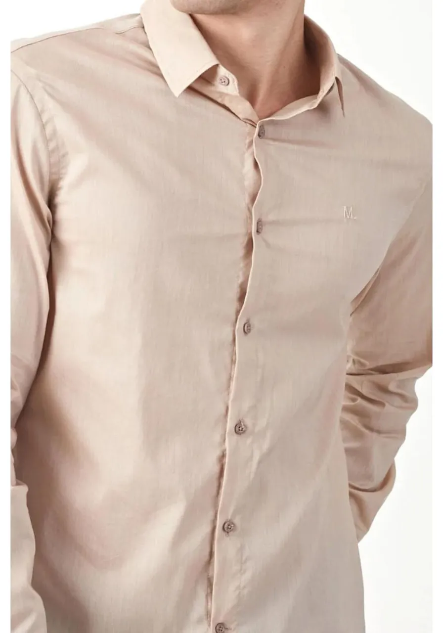 Camisa Social Slim Basic Nude