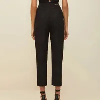 Calça Reta Cós Alto Detalhe Elástico Preto - imagem 3