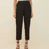 Calça Reta Cós Alto Detalhe Elástico Preto - imagem 1