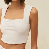 Top Morena Rosa Reto Sem Manga Detalhe Alça Bege - imagem 1