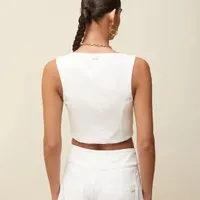 Blusa Decote Quadrado Detalhe Zíper Off White - imagem 1