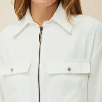 Camisa Morena Rosa Manga Longa Com Bolso Off White - imagem 3