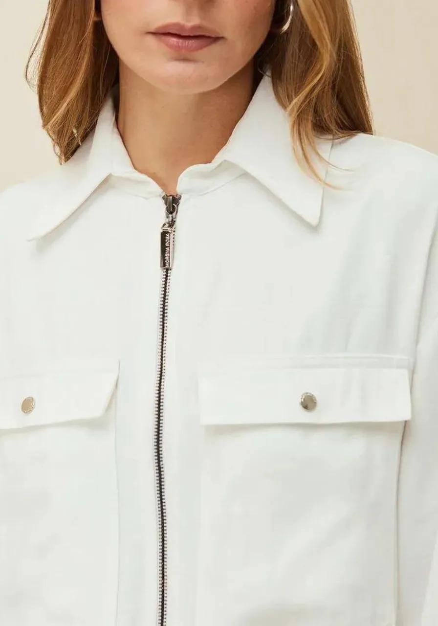 Camisa Morena Rosa Manga Longa Com Bolso Off White