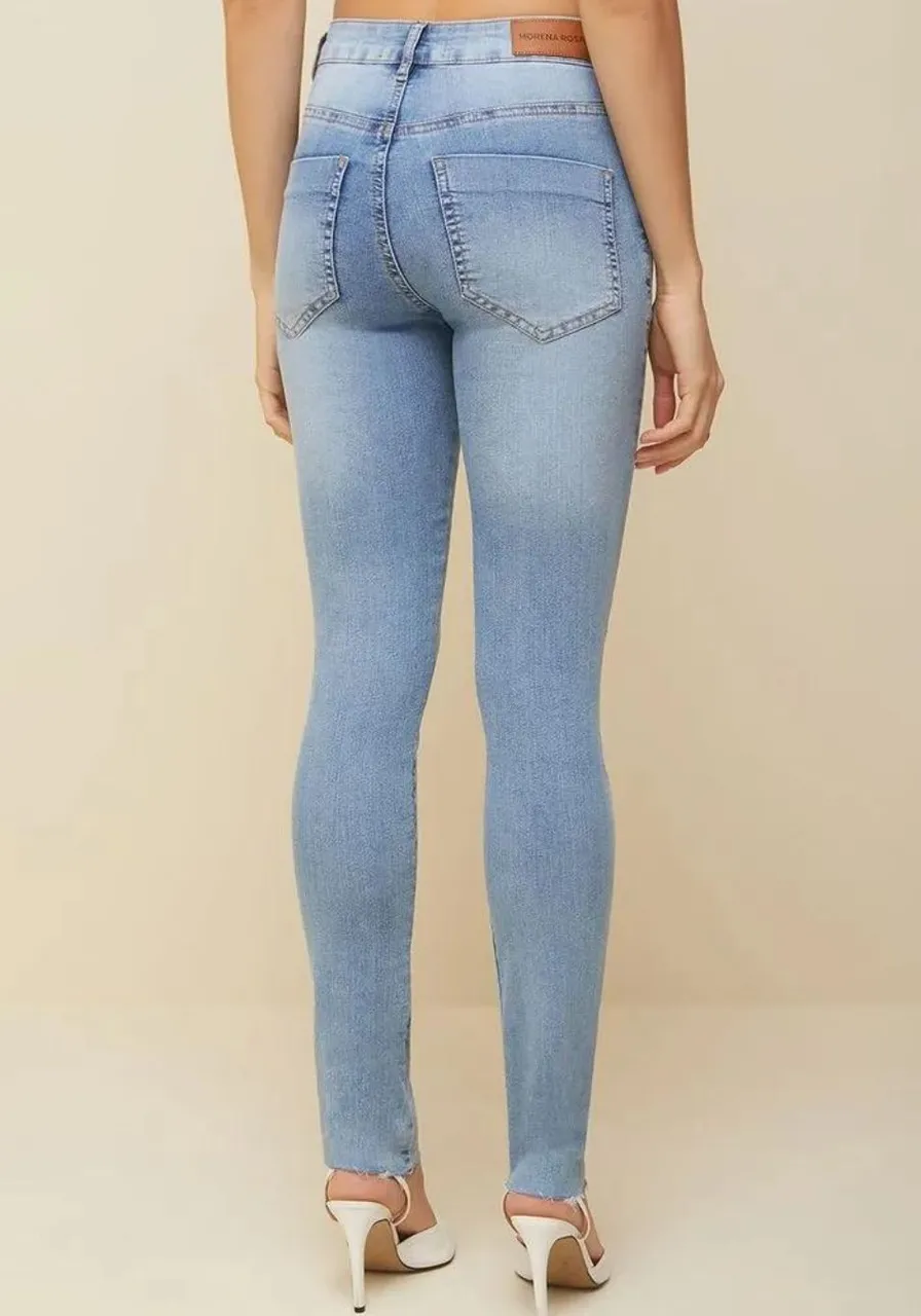 Calca Morena Rosa Skinny Andreia Cós Intermediário Básica Jeans