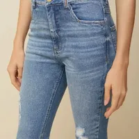 Calca Morena Rosa Skinny Isabelli Cós Alto Detalhe Pesponto Jeans - imagem 1