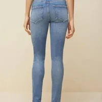Calca Morena Rosa Skinny Isabelli Cós Alto Detalhe Pesponto Jeans - imagem 2