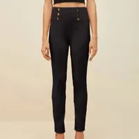Calça Morena Rosa Skinny Cós Alto Com Rebite Preto - imagem 1