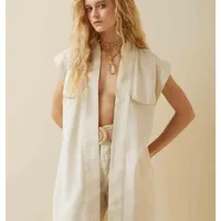 Colete Morena Rosa Alongado Com Faixa Bege - imagem 1