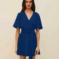 Vestido Morena Rosa Curto Decote V Azul - imagem 1