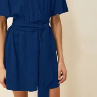 Vestido Morena Rosa Curto Decote V Azul - imagem 2