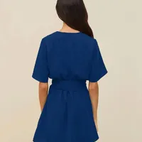 Vestido Morena Rosa Curto Decote V Azul - imagem 3