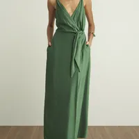 Vestido Midi Transpassado Verde - imagem 1