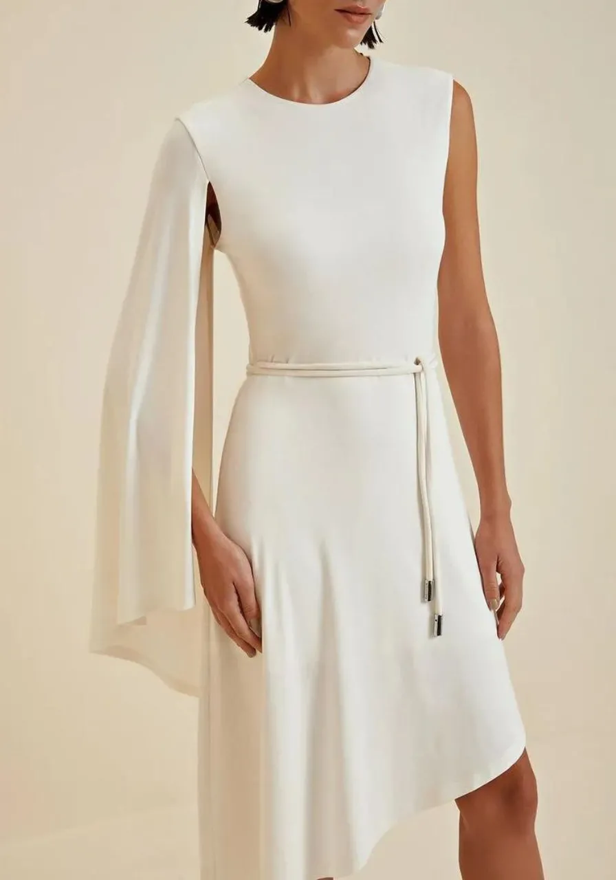 Vestido Morena Rosa Midi Assimétrico 