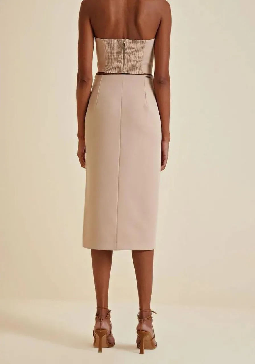 Saia Midi Reta Com Fenda