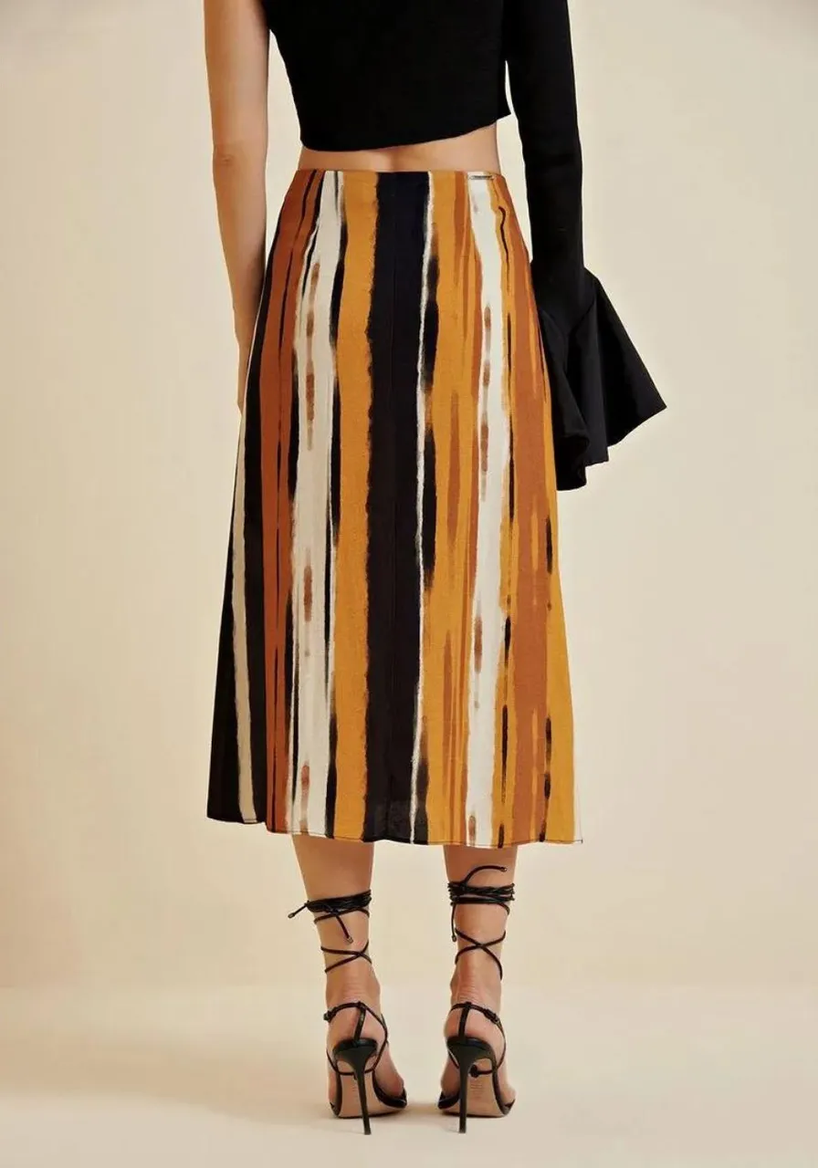 Saia Morena Rosa Midi Reta Com Zíper