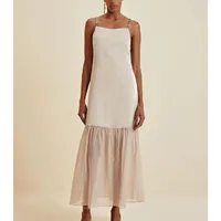 Vestido Longo Decote Reto Alças Metal - imagem 1