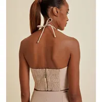 Top Cropped Decote V Invertido Detalhe Acessório  - imagem 3