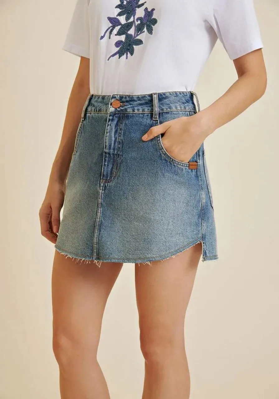 Saia Jeans Curta Five Pockets