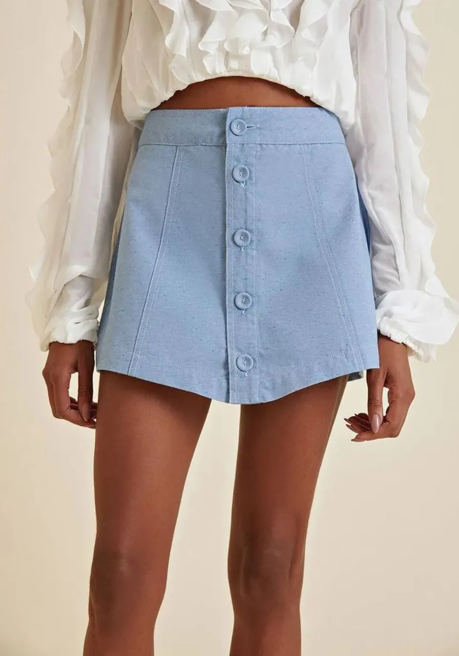 Short Saia Morena Rosa Curto Botões