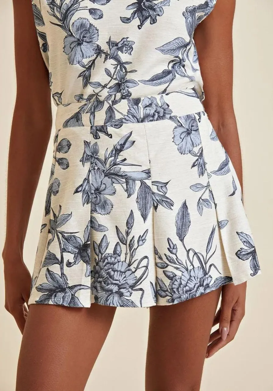 Short Morena Rosa Detalhe Prega Estampado