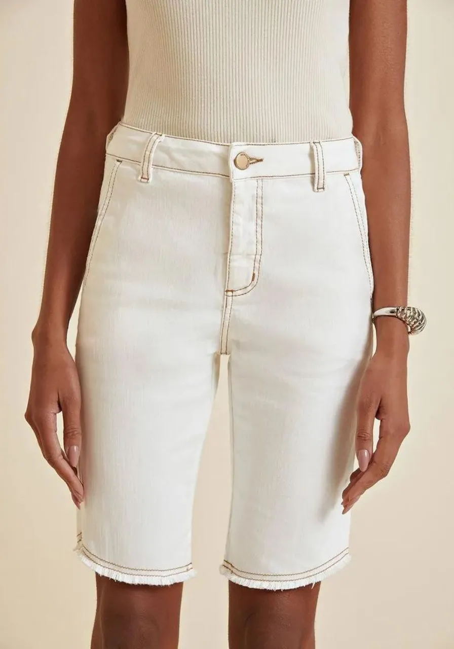 Bermuda Morena Rosa Ciclista Barra A Fio