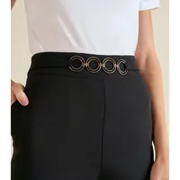 Calça Reta Alfaiataria Detalhe Cós Preto - imagem 3