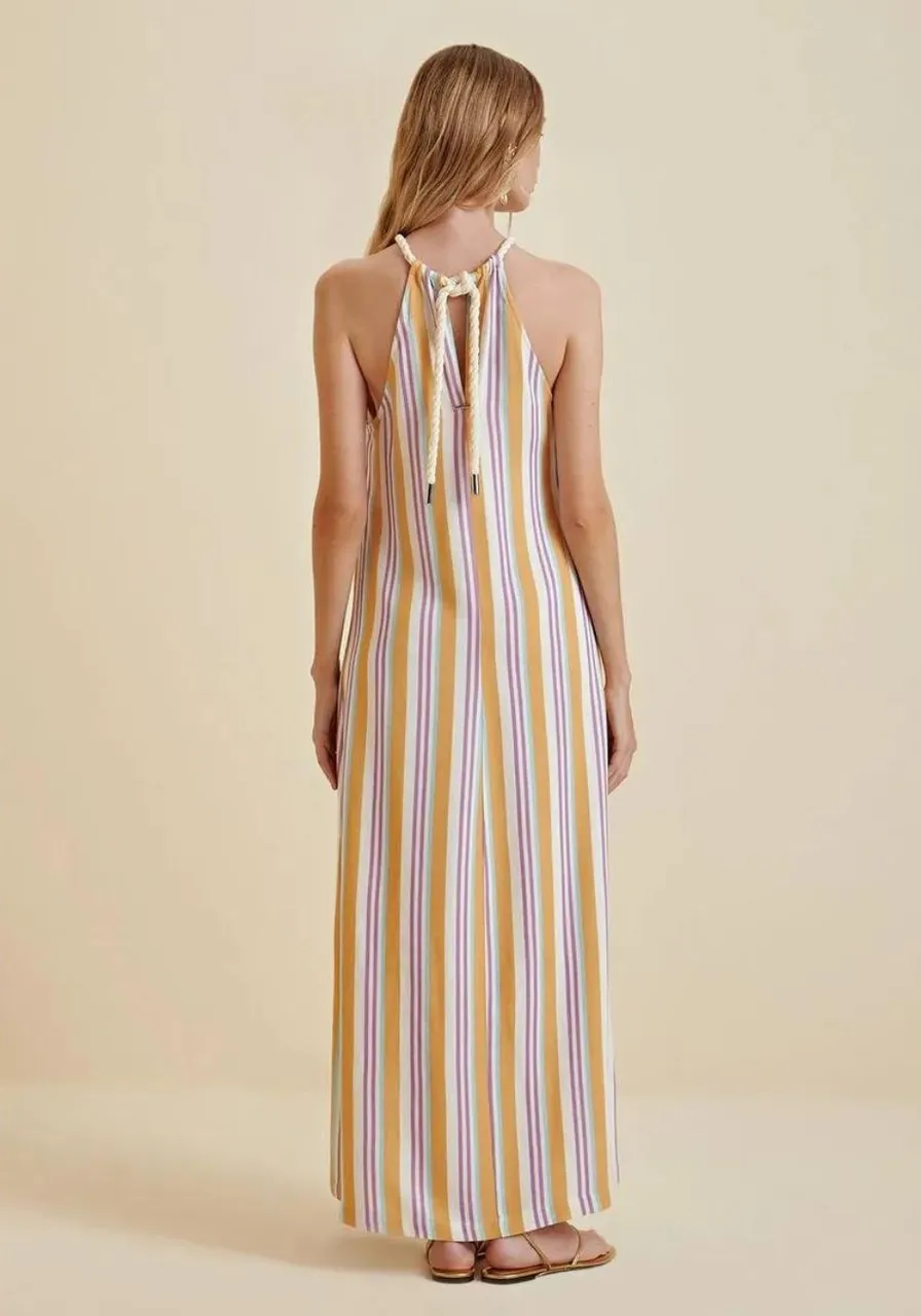 Vestido Midi Decote Redondo Com Cordão