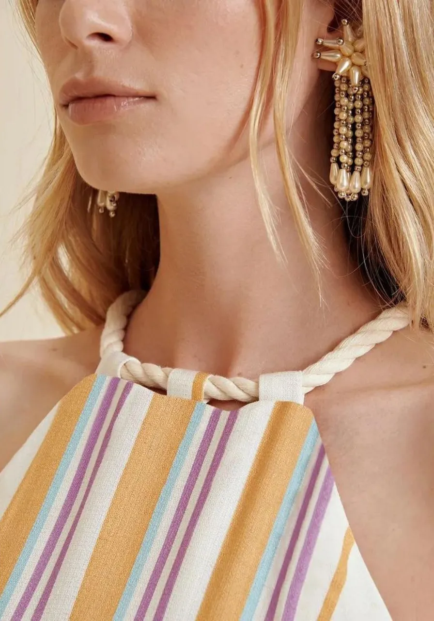 Vestido Midi Decote Redondo Com Cordão