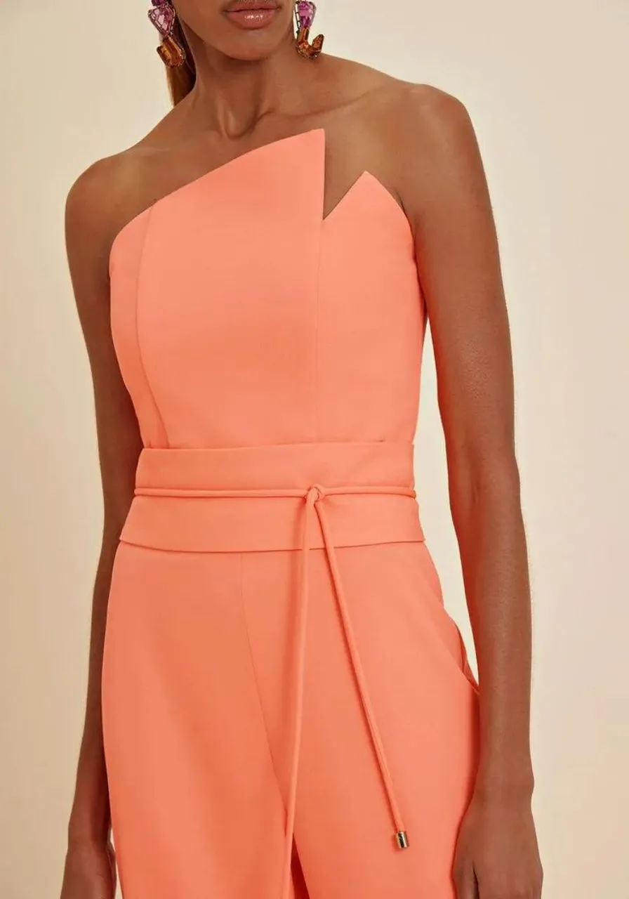 Macacão Morena Rosa Alfaiataria Com Faixa