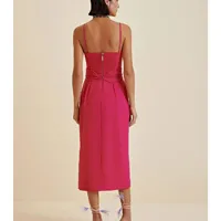 Vestido Morena Rosa Midi Com Fenda - imagem 3