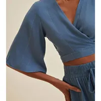 Blusa Decote V Amarração Transpassada - imagem 2